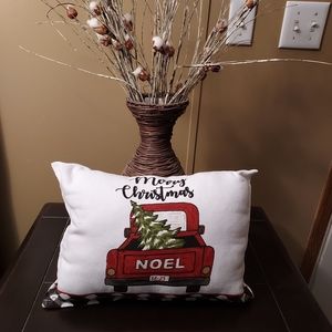 Homemade Red truck - Merry Christmas pillow